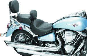 Kawasaki Vulcan Motorcycle Seat - Mustang Motorcycle - Two-Piece with Driver Backrest - Black - `04-`10